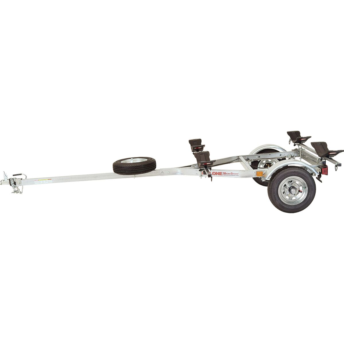 Image of Malone Auto Racks MicroSport Lowbed 2 Kayak Trailer With Spare Tire Silver, 2 Sets Bunks