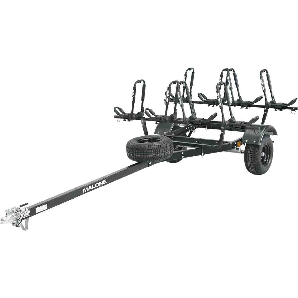 Image of Malone Auto Racks MicroSport Off-Road 4 Kayak Trailer With Spare Tire Black, 4 Sets Foldaway-J