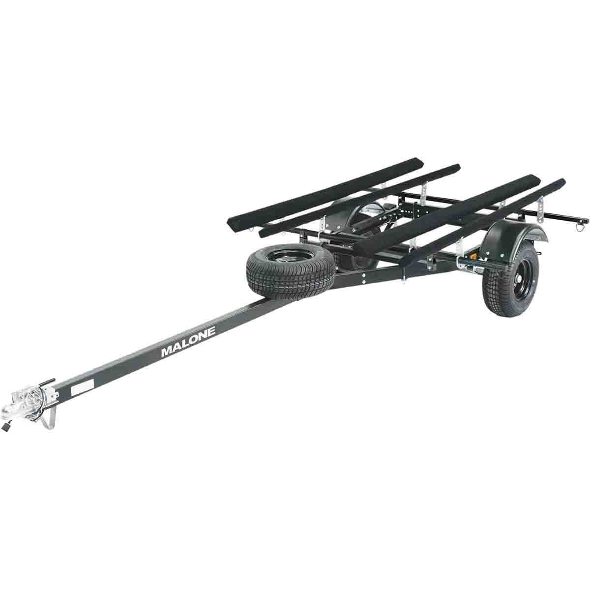 Image of Malone Auto Racks MicroSport Off-Road Lowbed 2 Kayak Trailer With Spare Tire Black, 2 Saddle Up Pro