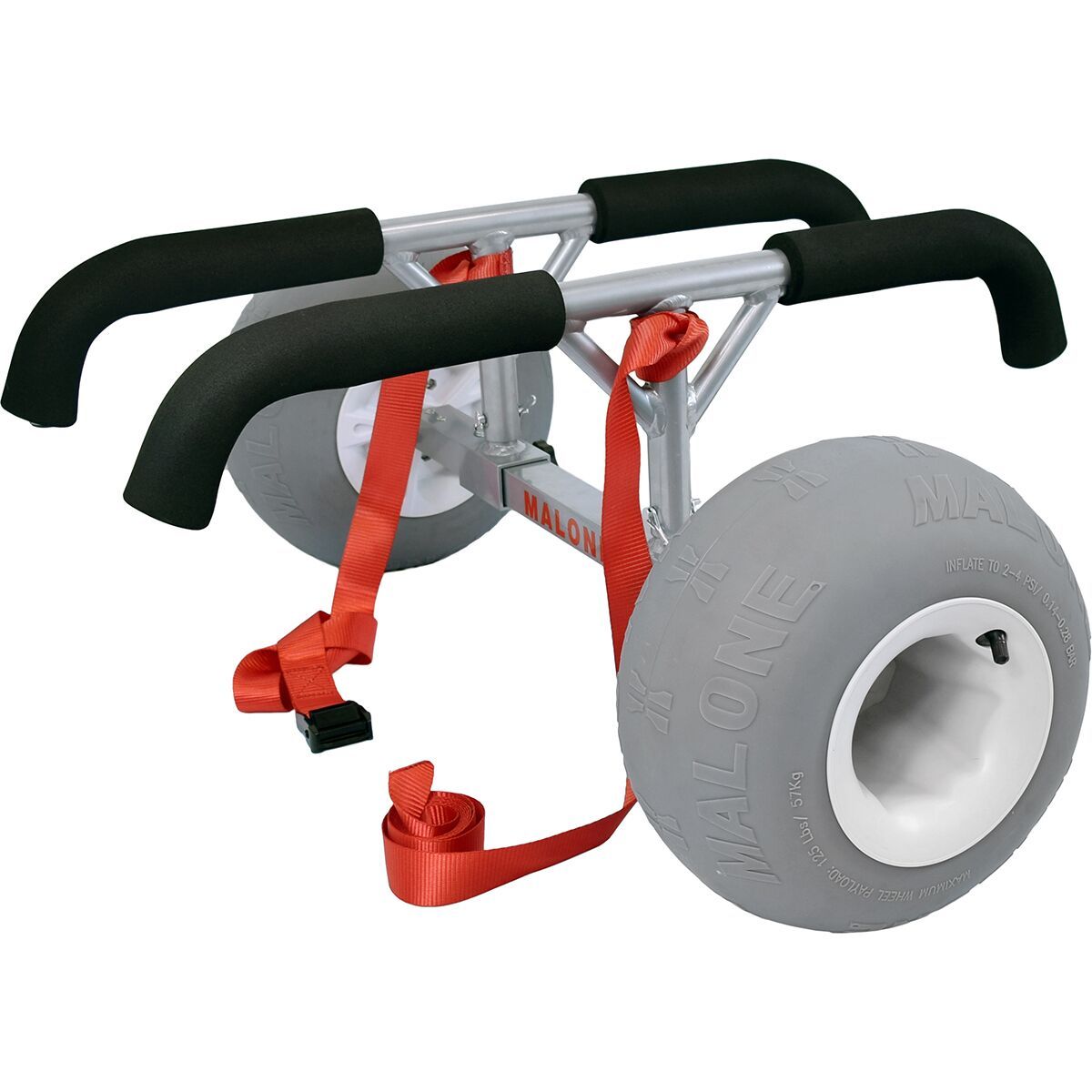 Image of Malone Auto Racks TraverseHD-S Bunk Style Heavy Duty Canoe/Kayak Cart Silver, Balloon Beach Tires