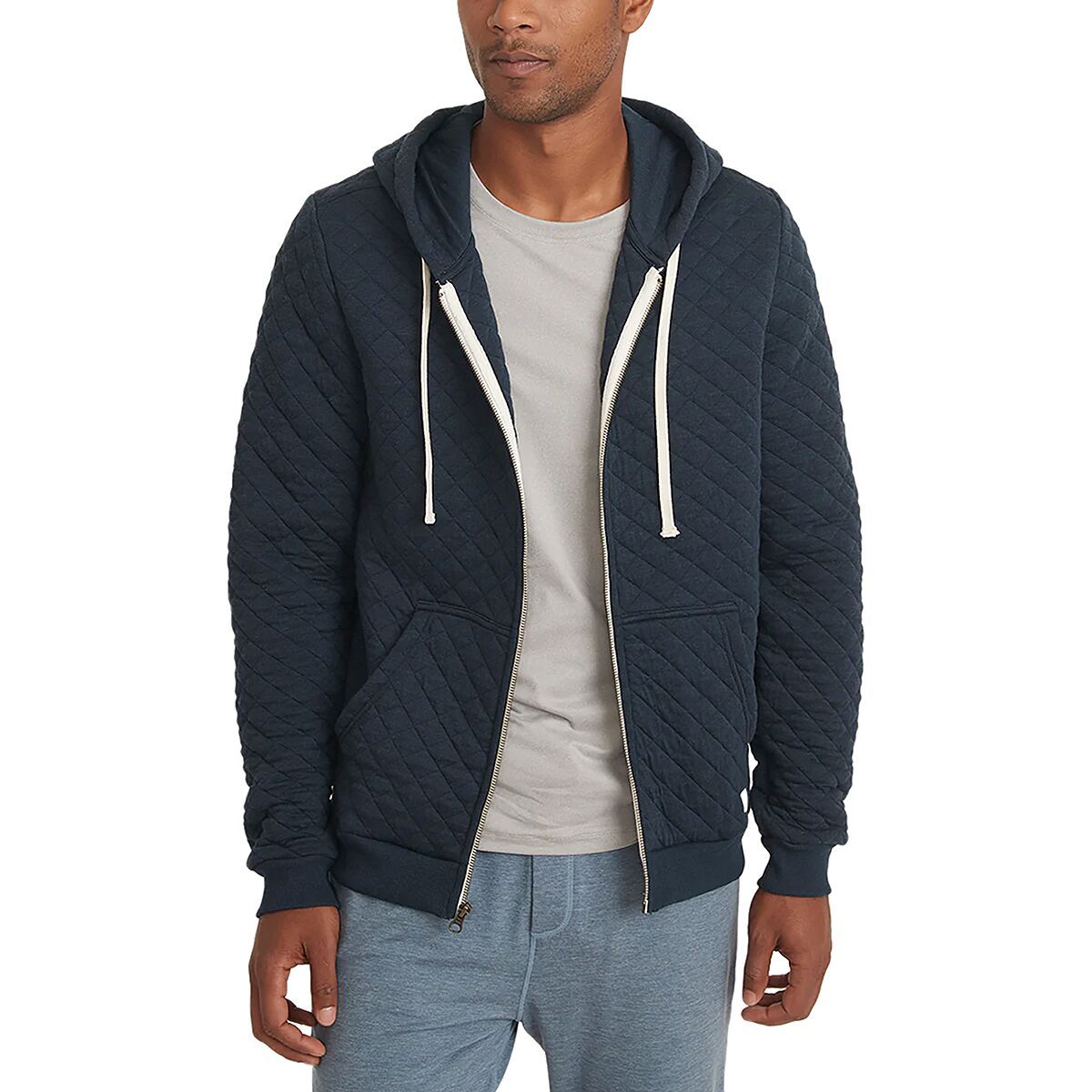 Image of Marine Layer Corbet Quilted Full-Zip Hoodie - Men's Navy Heather, XXL