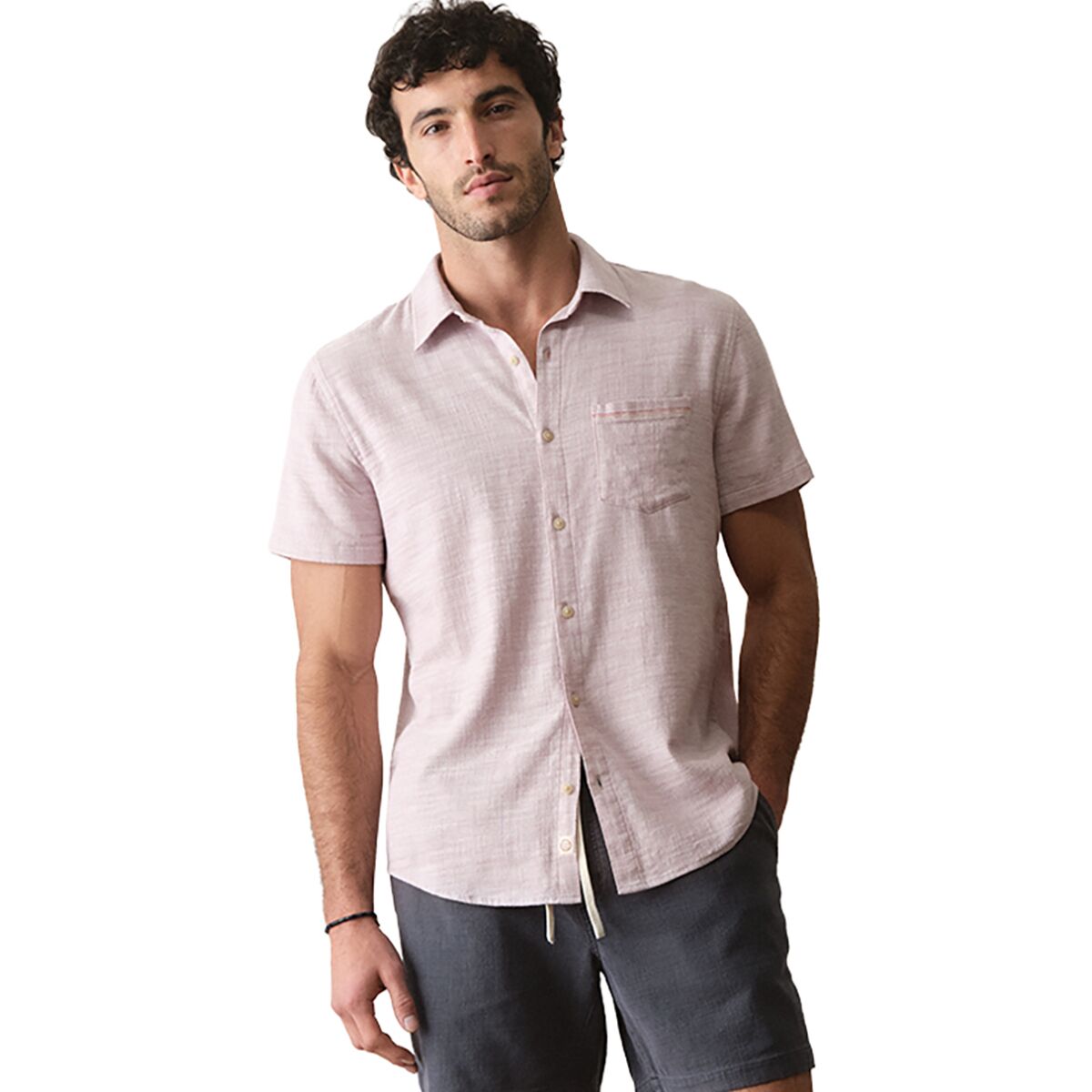 Image of Marine Layer Stretch Selvage Simple Stripe Shirt - Men's Lavender, M