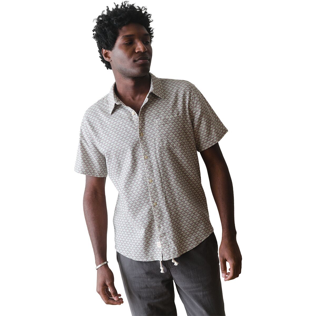 Image of Marine Layer Stretch Selvage Simple Stripe Shirt - Men's Light Blue Agave Print, M