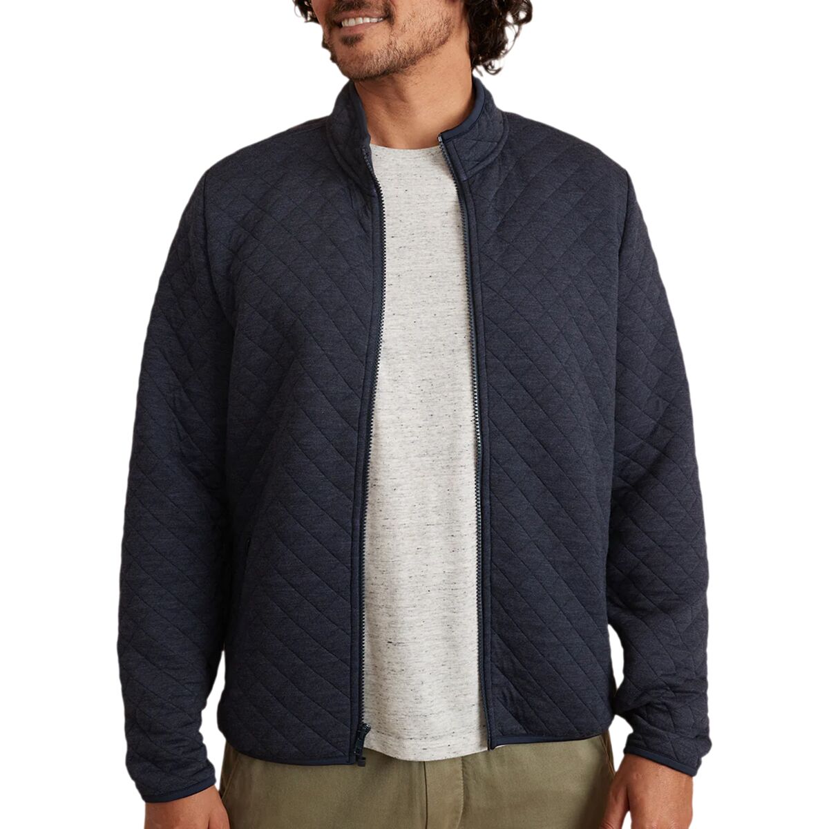 Image of Marine Layer Corbet Diamond Quilt Full Zip Jacket - Men's Navy, L