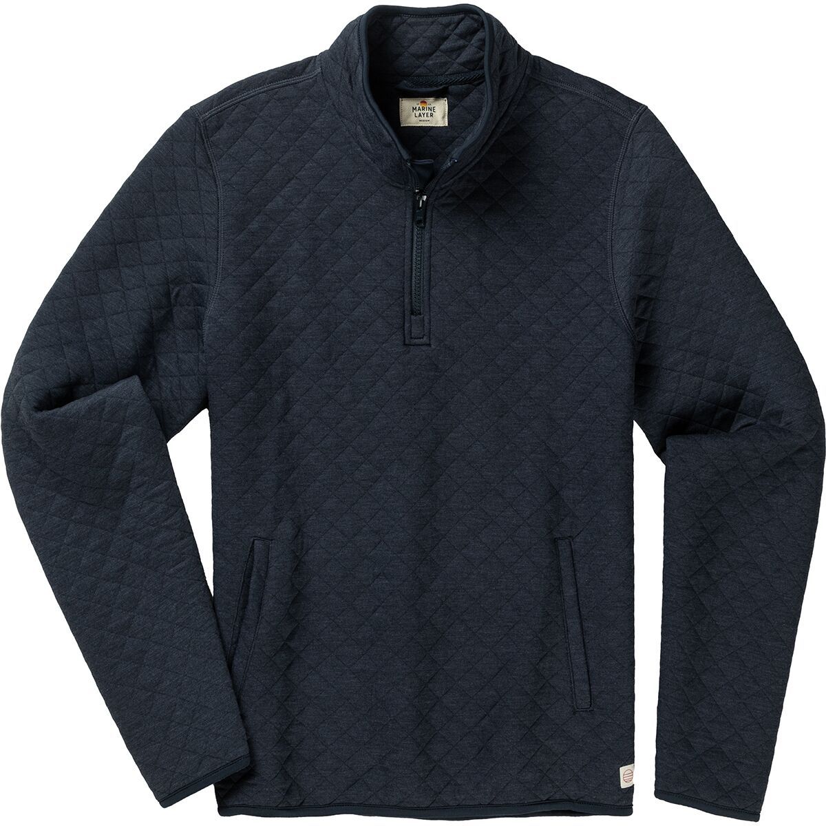 Image of Marine Layer Corbet Quilted Pullover - Men's Navy Heather, XXL