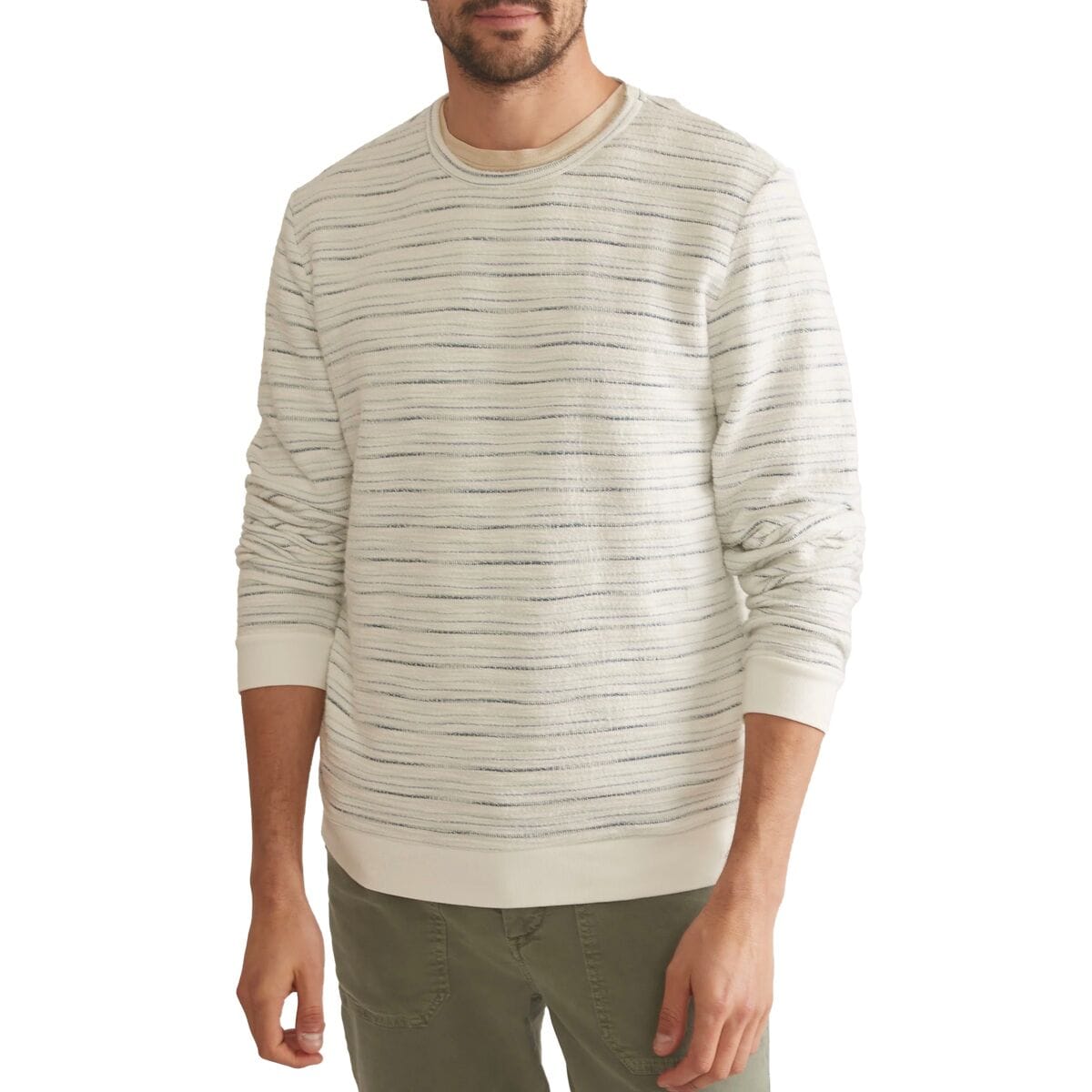 Image of Marine Layer Textured Stripe Beach Crewneck - Men's Baja Stripe, S