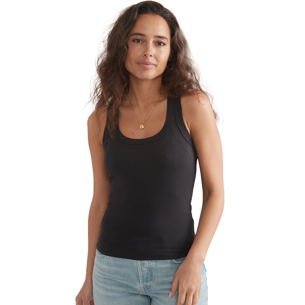 Image of Marine Layer Lexi Rib Sun-in Tank Top - Women's Faded Black, XL