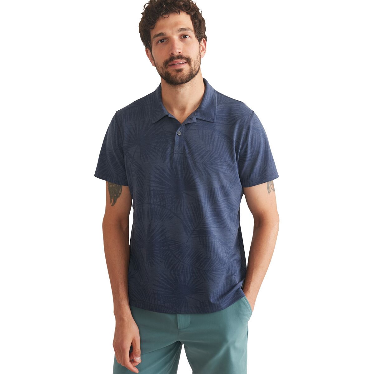 Image of Marine Layer Air Short-Sleeve Polo Shirt - Men's Vintage Indigo, M