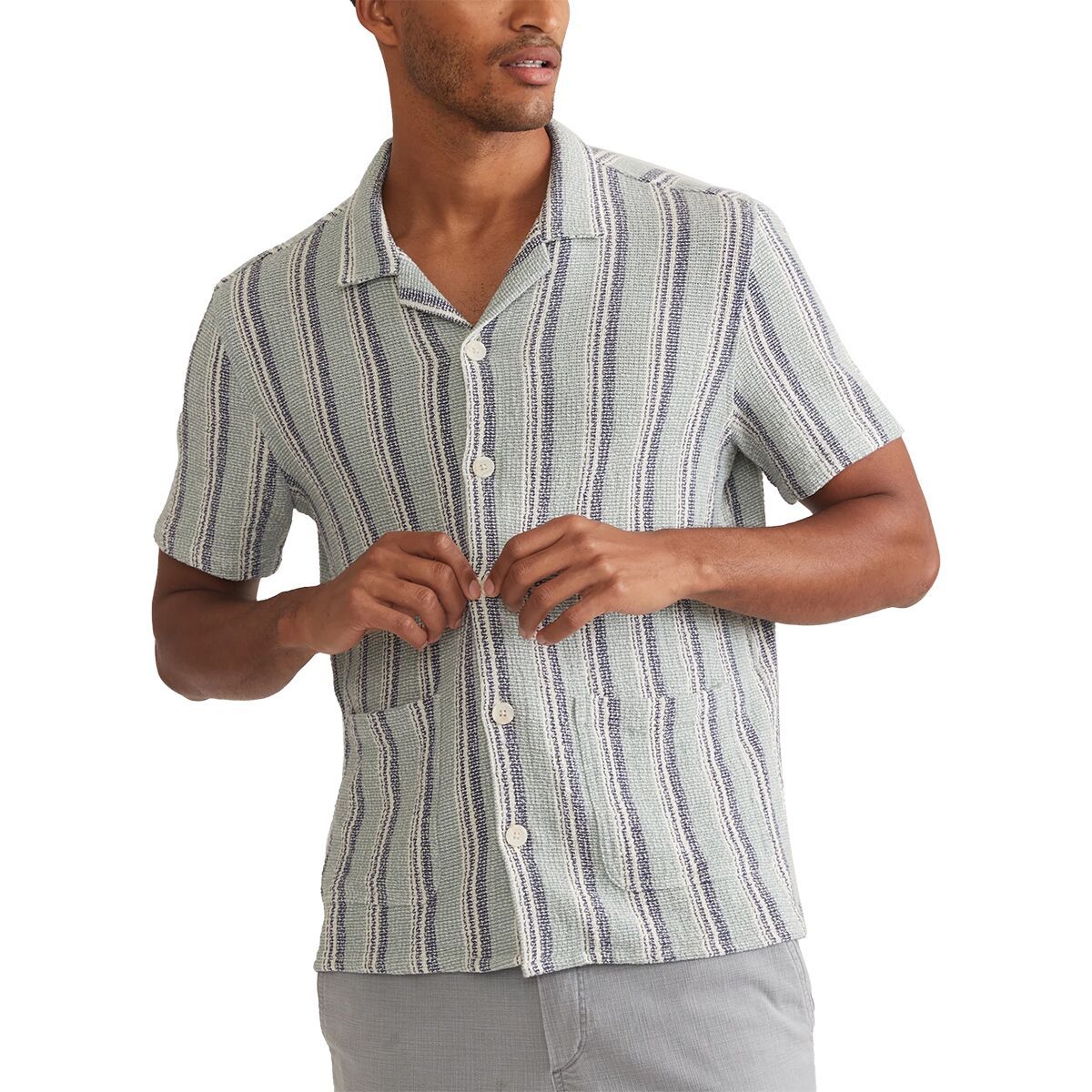 Image of Marine Layer Archive Short-Sleeve Diego Camp Shirt - Men's Blue Stripe, M