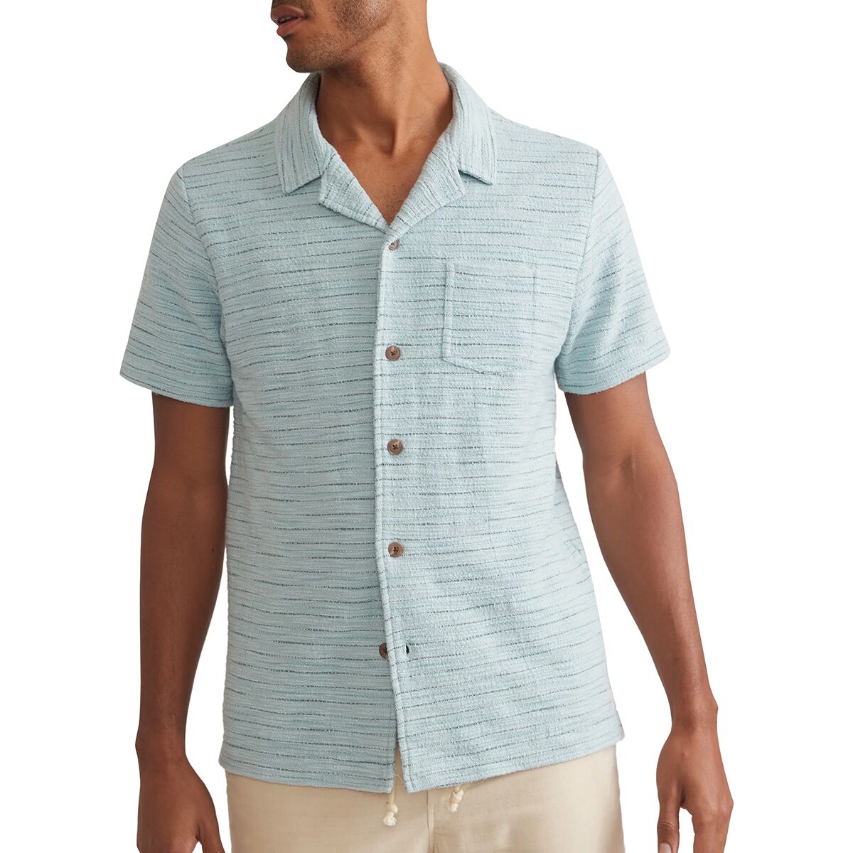 Image of Marine Layer Beach Texture Resort Short-Sleeve Shirt - Men's Sterling Blue, S