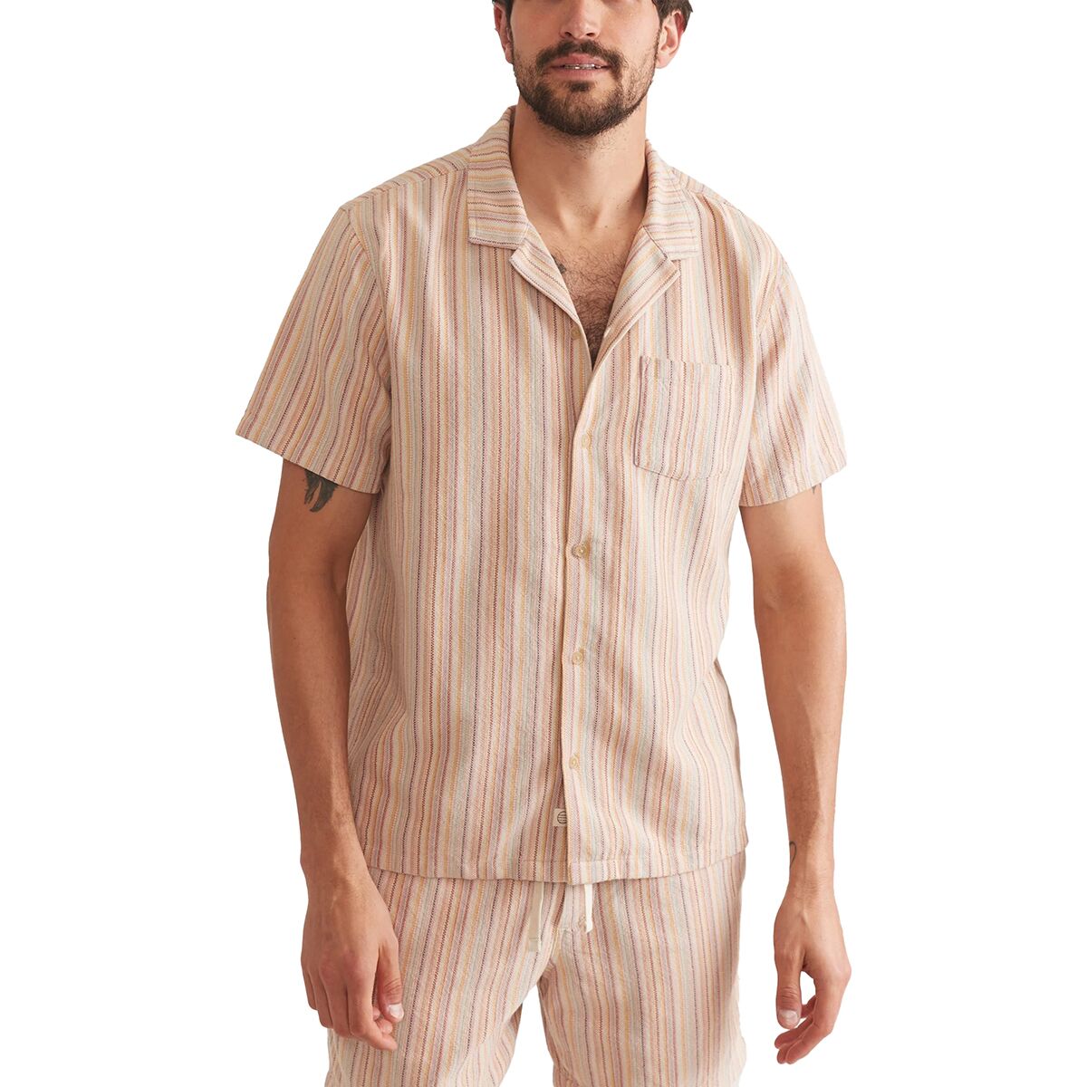 Image of Marine Layer Dobby Resort Short-Sleeve Shirt - Men's Warm Multi Stripe, S