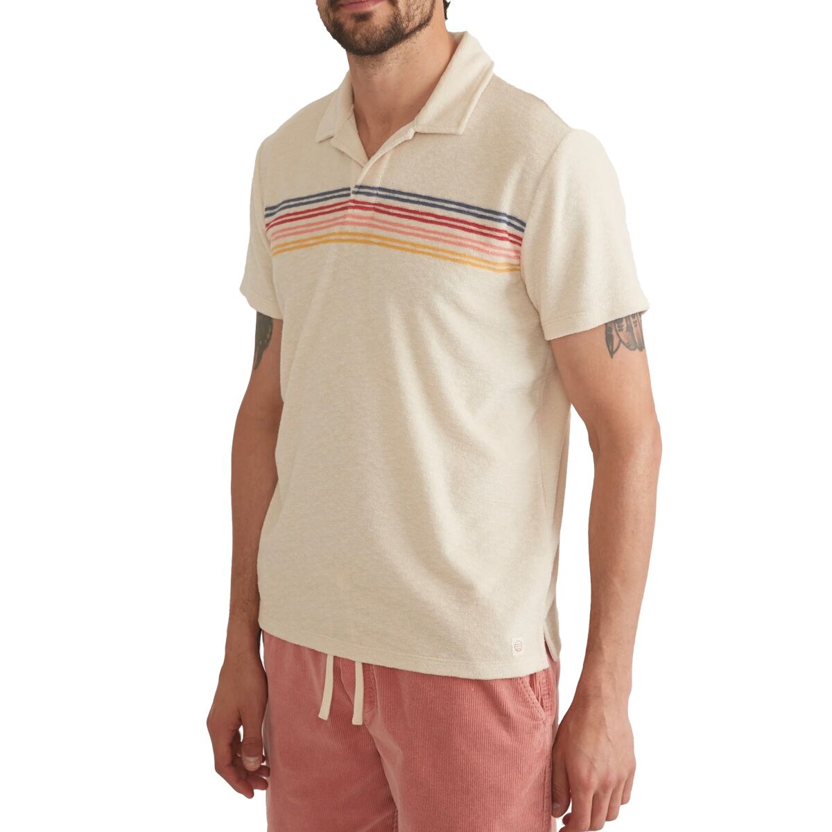 Terry Out Stripe Short-Sleeve Polo Shirt - Men