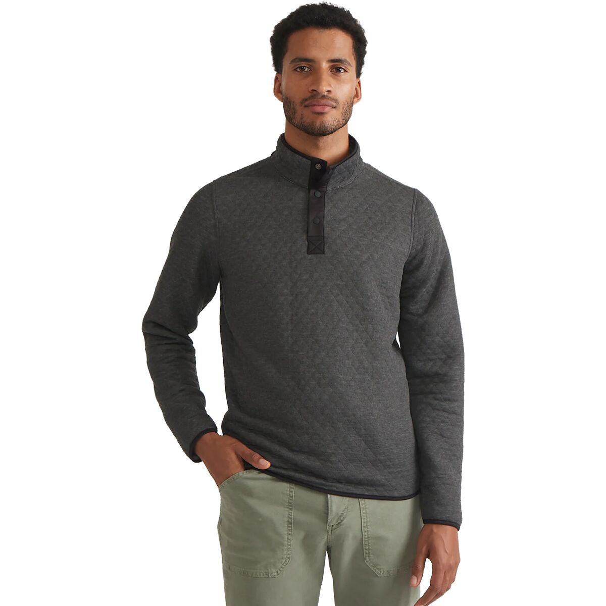 Image of Marine Layer Colorblock Corbet Diamond Pullover - Men's Charcoal/Mid Heather Grey, M