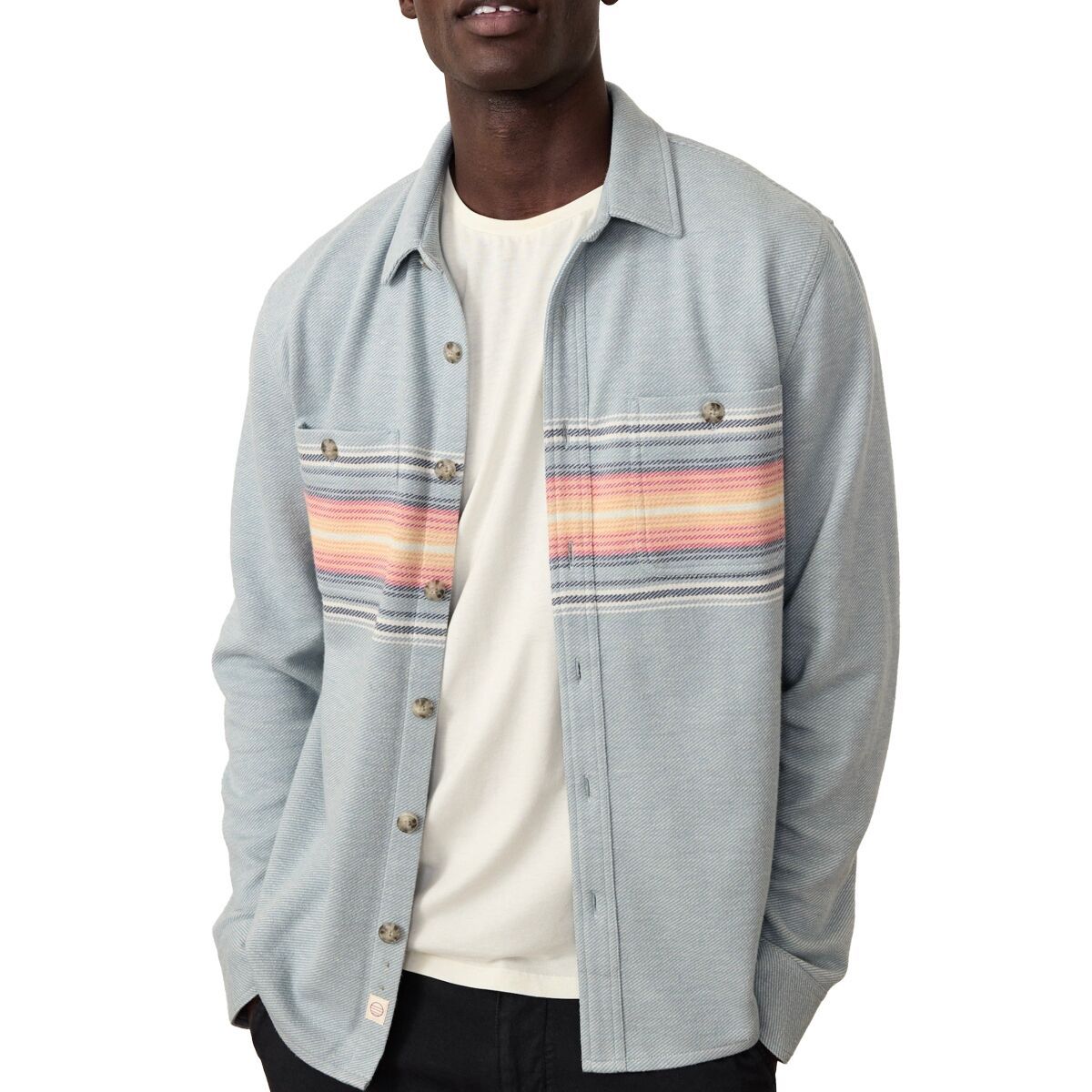 Image of Marine Layer Pacifica Stretch Twill Shirt - Men's Blue Multi Stripe, XXL