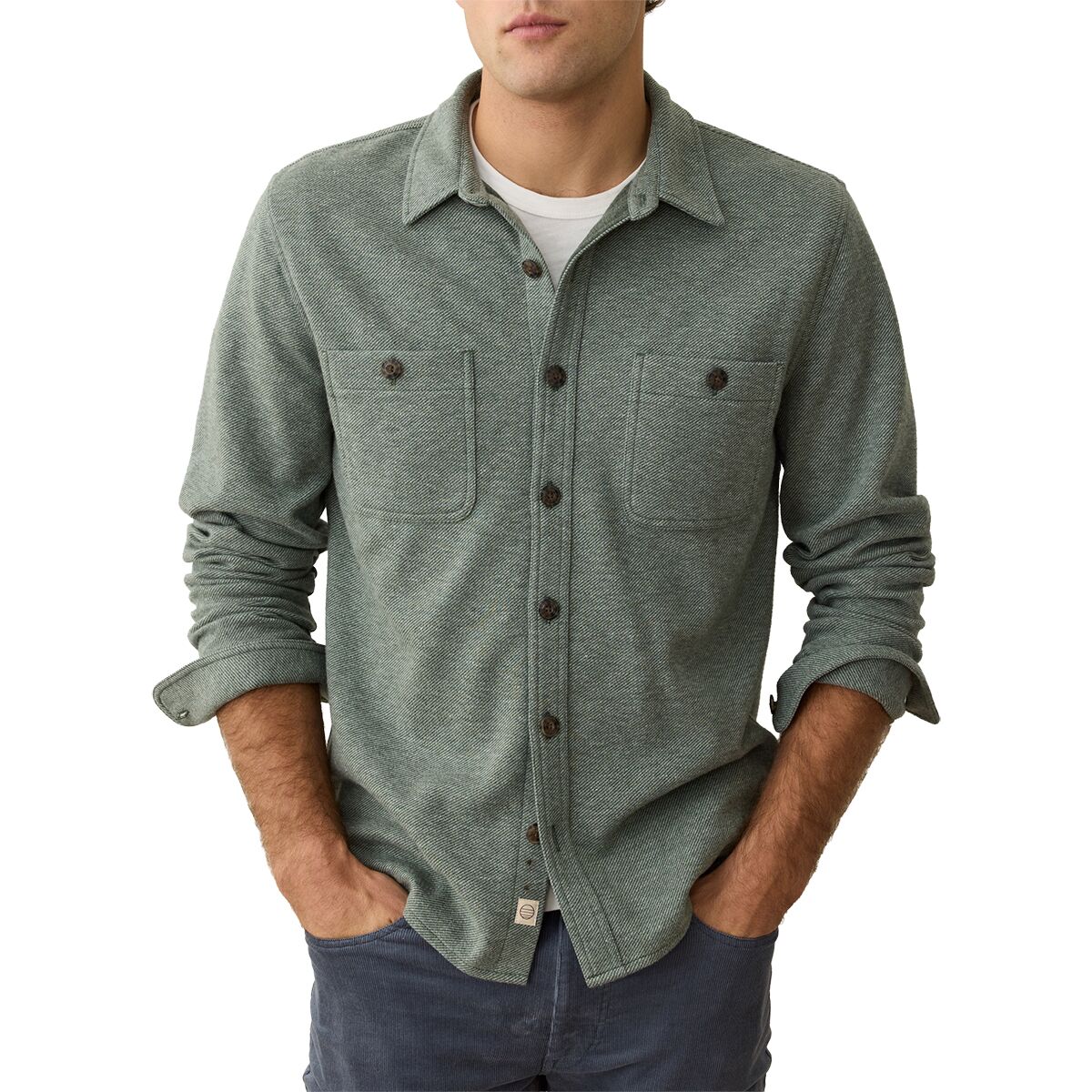 Image of Marine Layer Pacifica Stretch Twill Shirt - Men's Olive, M