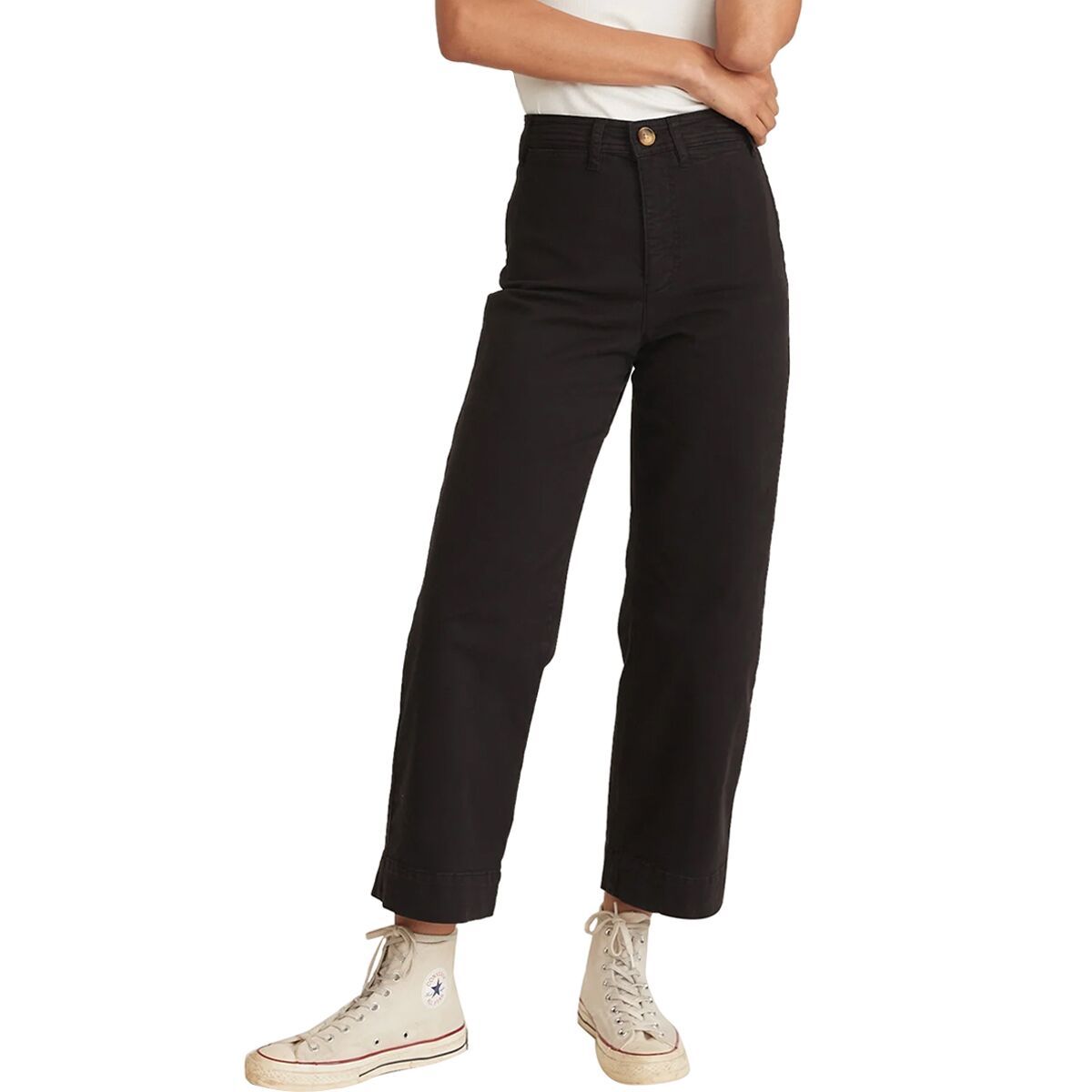 Image of Marine Layer Bridget Wide Leg Front Pocket Crop Pant - Women's Faded Black, 12