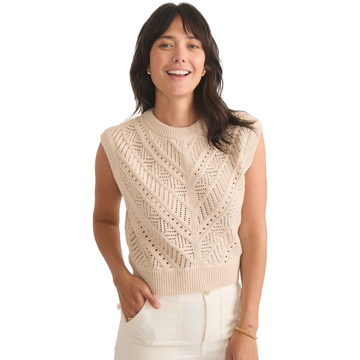 Image of Marine Layer Brooke Textured Vest - Women's Oatmeal, XL