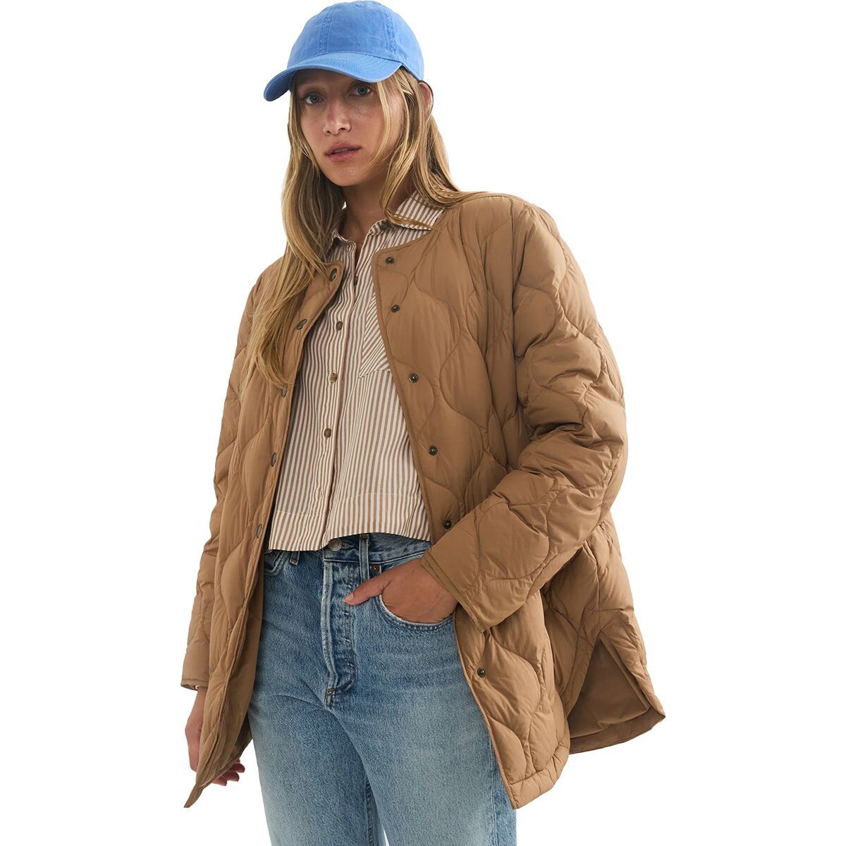 Image of Marine Layer Calista Quilted Jacket - Women's Warm Taupe, XL