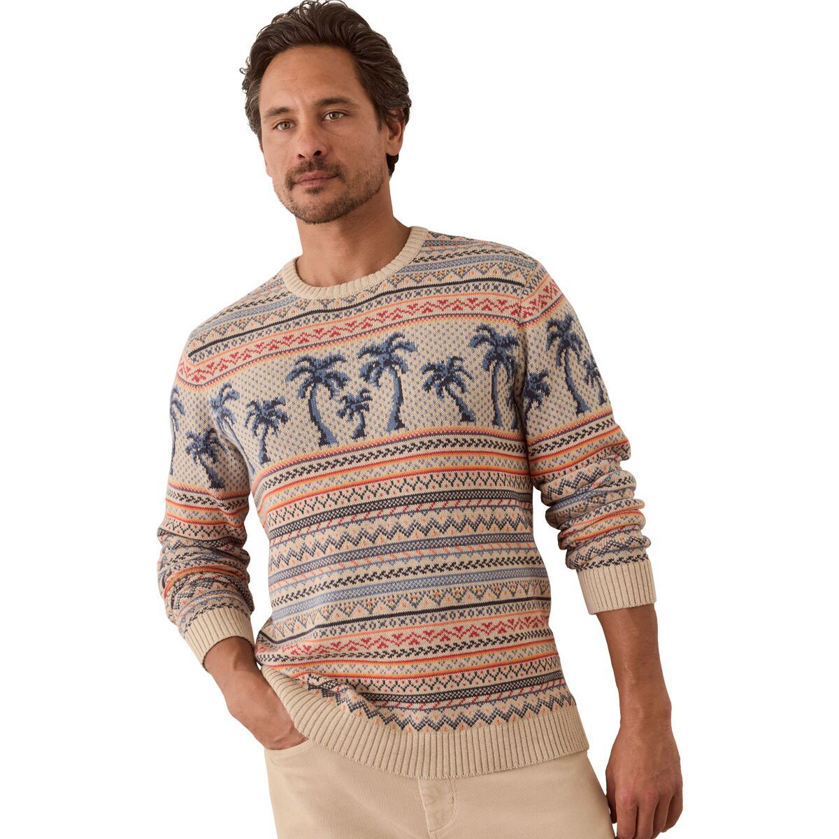 Image of Marine Layer Archive California Fair Isle Sweater - Men's Palm Fair Isle, XL