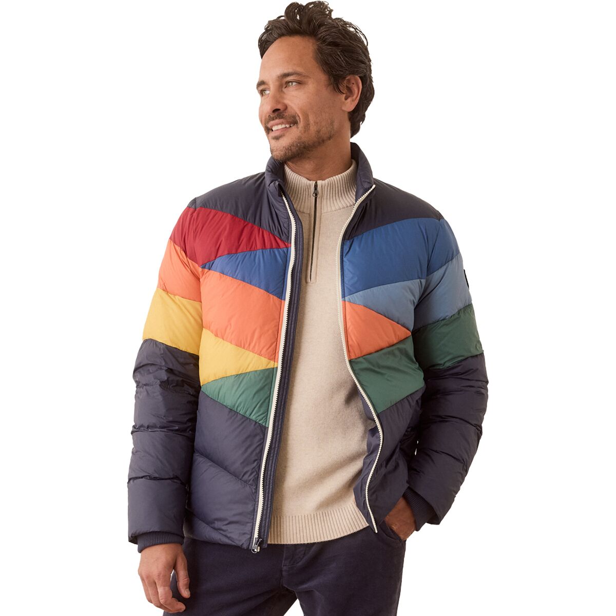 Image of Marine Layer Archive Colorblock Puffer Mock - Men's Multi Colorblock, XL