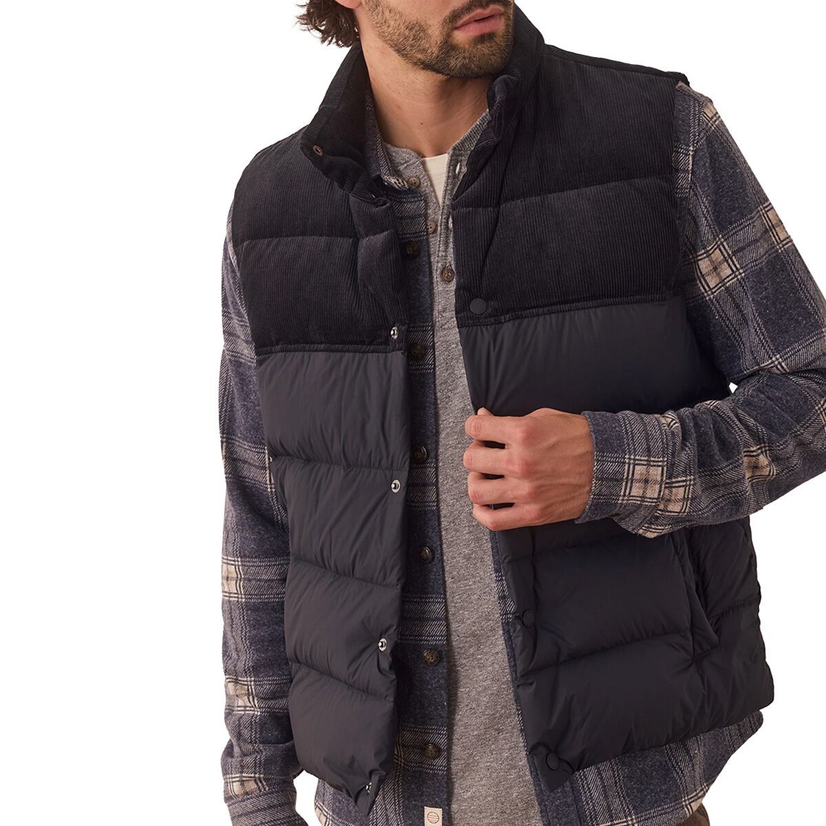 Marine Layer Mixed Media Puffer Vest - Men's Faded Black, S