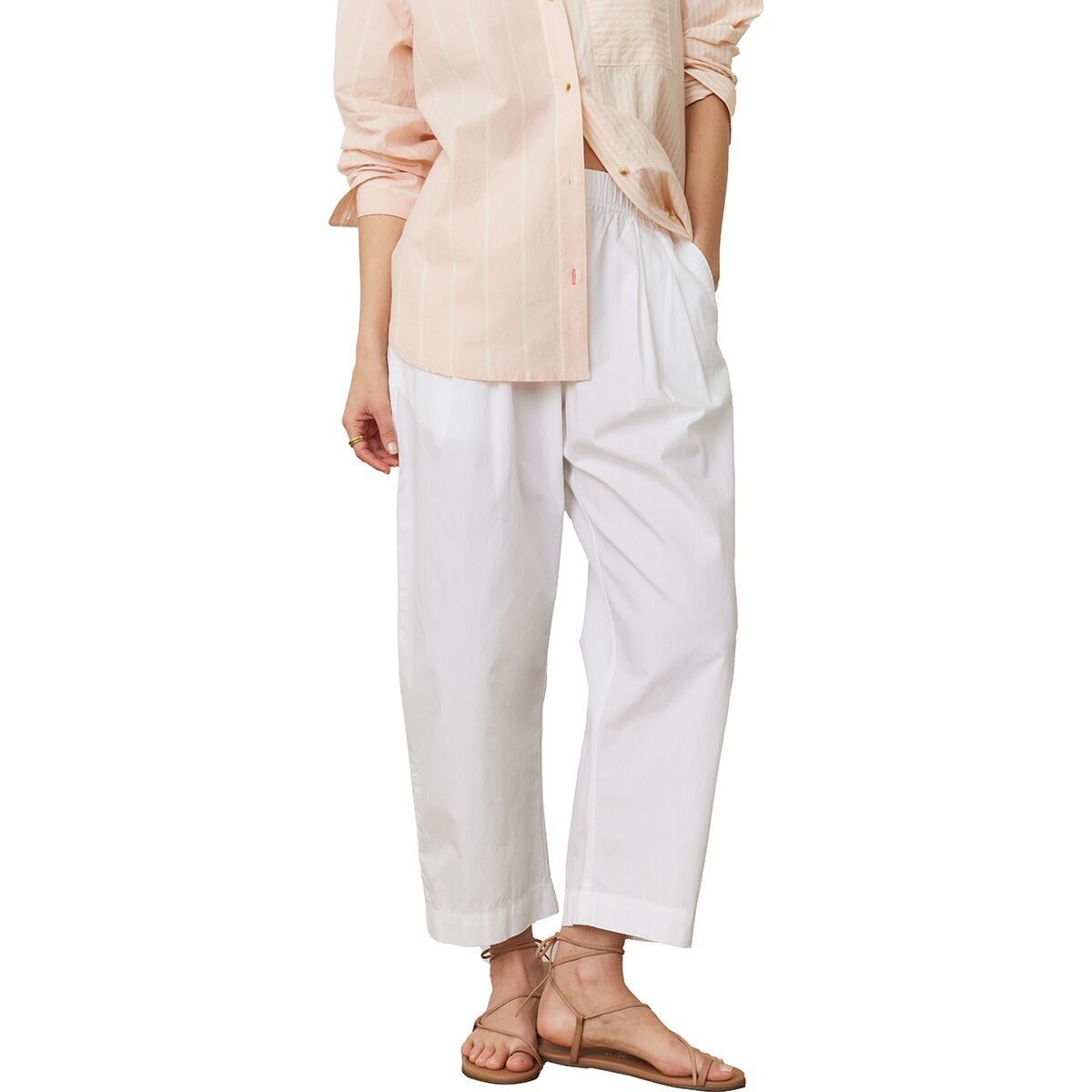 Image of Marine Layer Barrel Leg Poplin PD Pant - Women's White, M