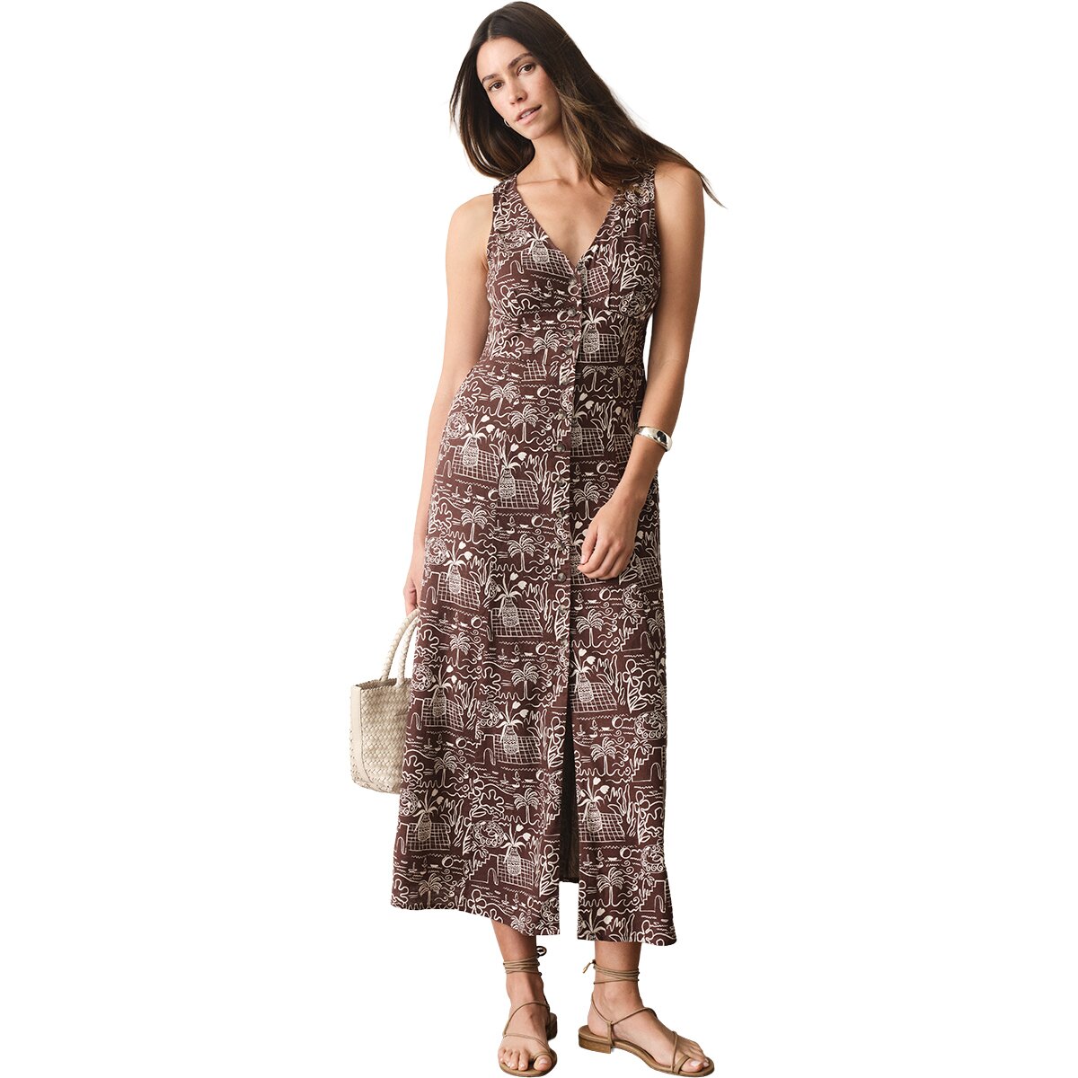 Marine Layer Marine Layer Camila Maxi Dress - Women's Brown Spanish Summer Print, L