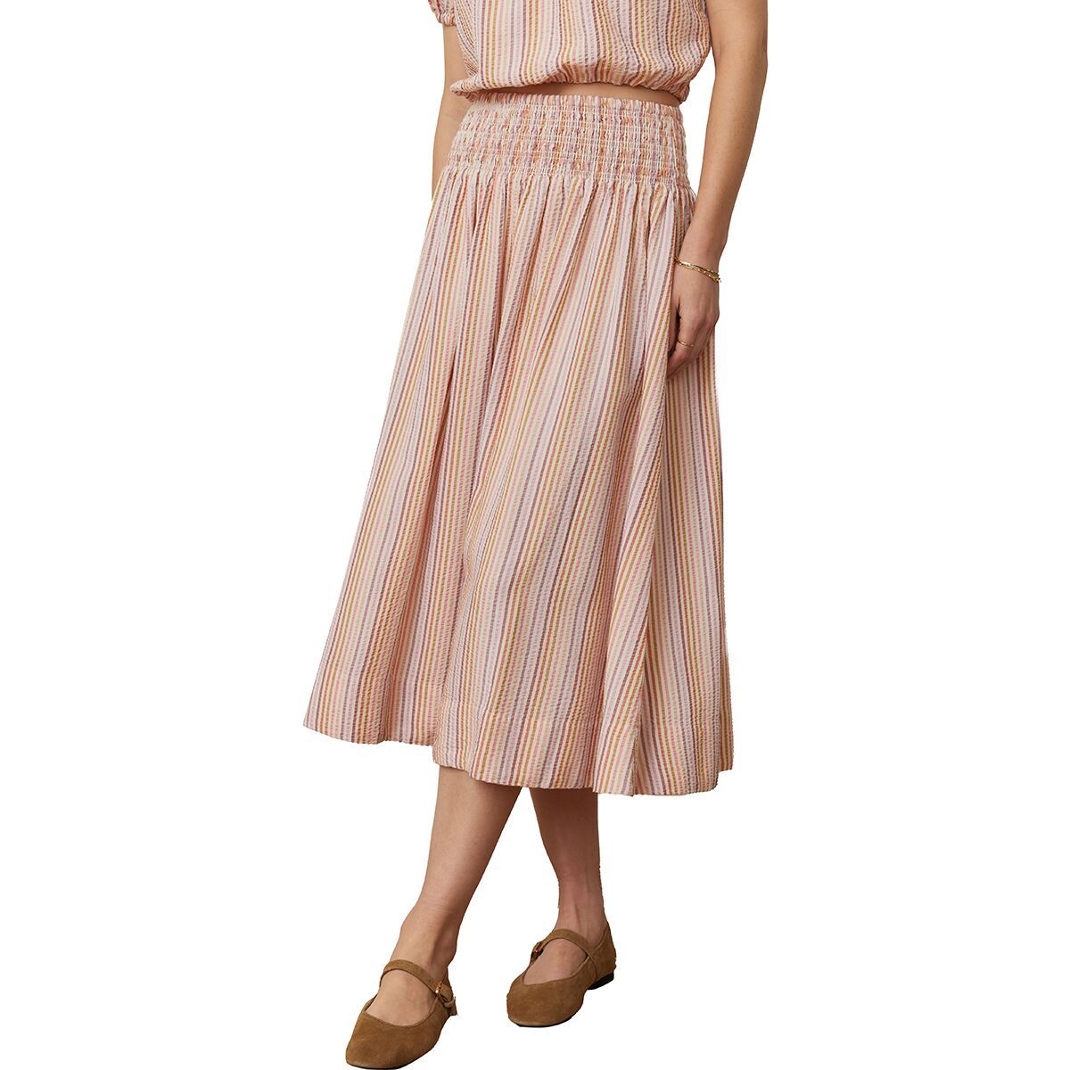 Image of Marine Layer Corinne Seersucker Skirt - Women's Warm Stripe, XS