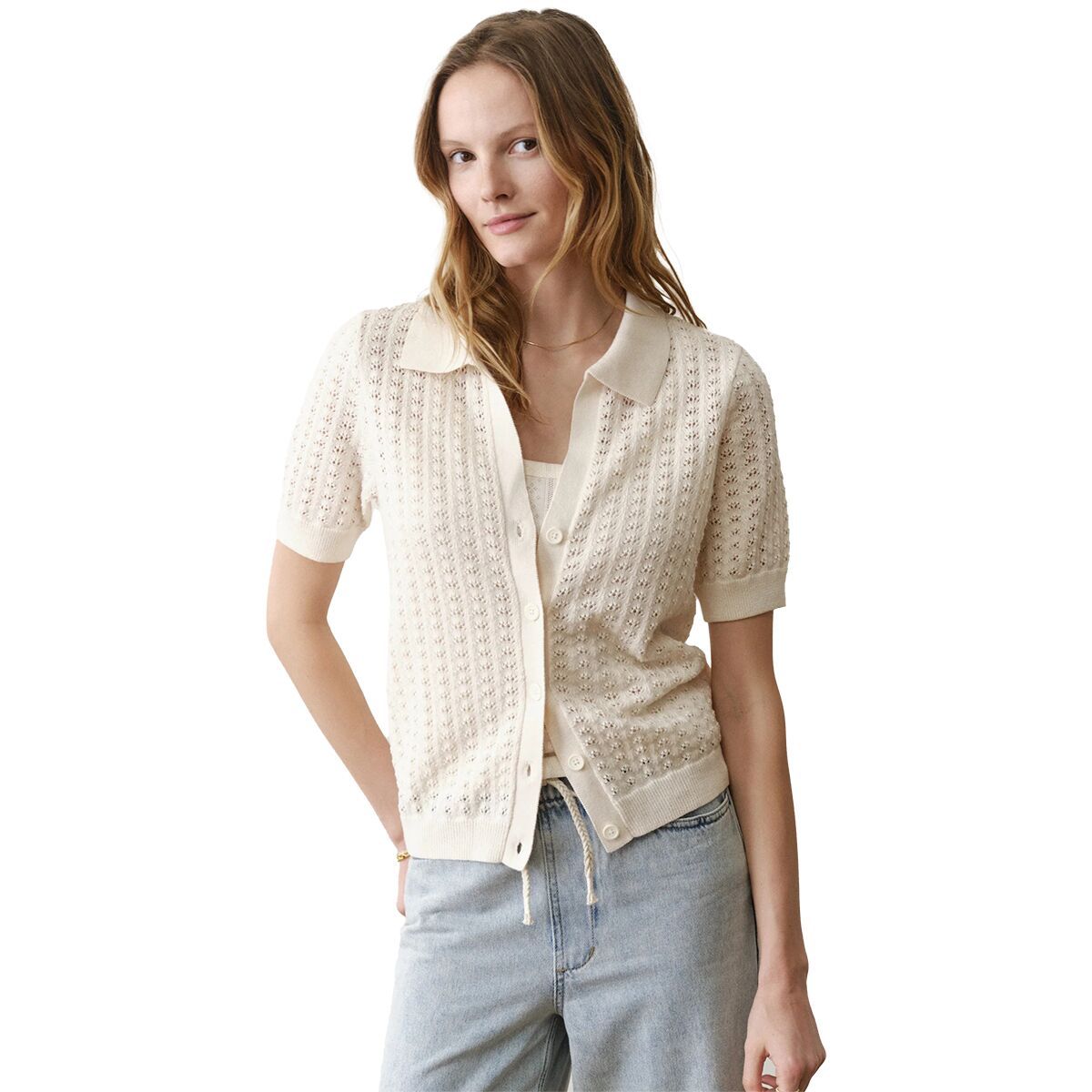 Image of Marine Layer Piper Knit Resort Shirt - Women's Cream, XL