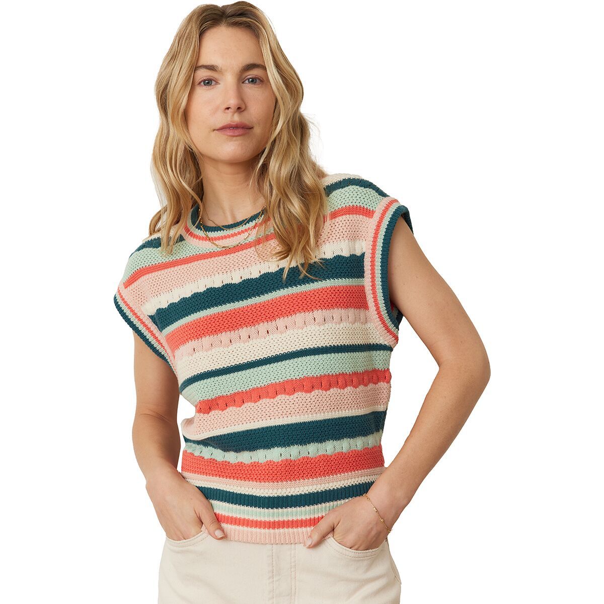 Image of Marine Layer Rory Crochet Vest - Women's Multi Stripe, L