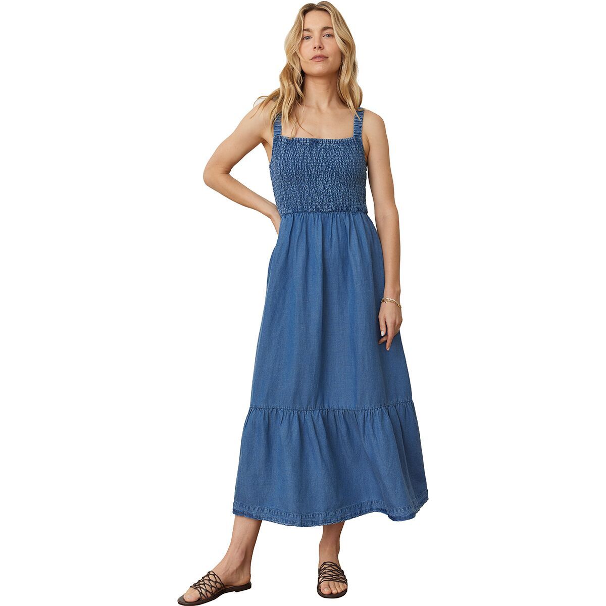 Image of Marine Layer Selene Chambray Maxi Dress - Women's Medium Wash, S