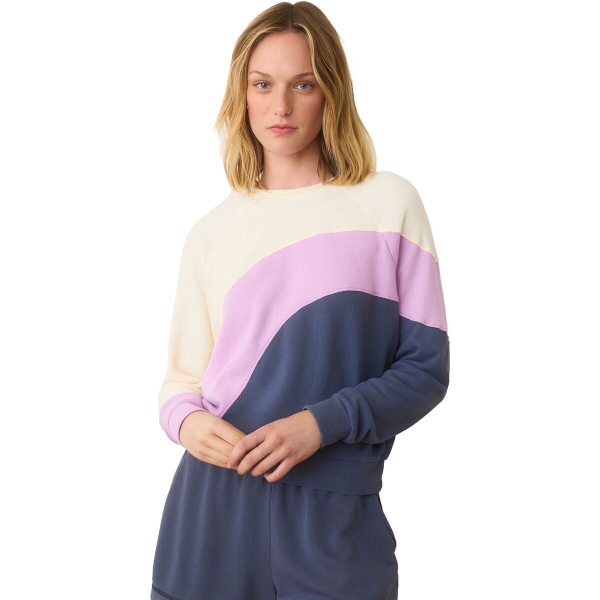 Image of Marine Layer Vintage Terry Colorblock Crew - Women's Cool Colorblock, M