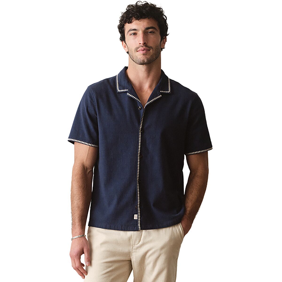 Image of Marine Layer Embroidered Resort Shirt - Men's India Ink, XL