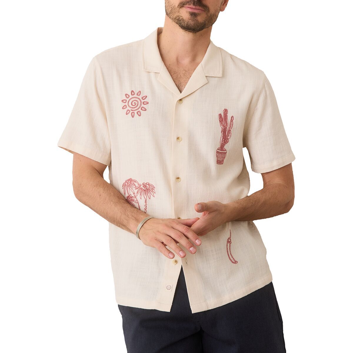 Image of Marine Layer Embroidered Resort Shirt - Men's Natural, XXL
