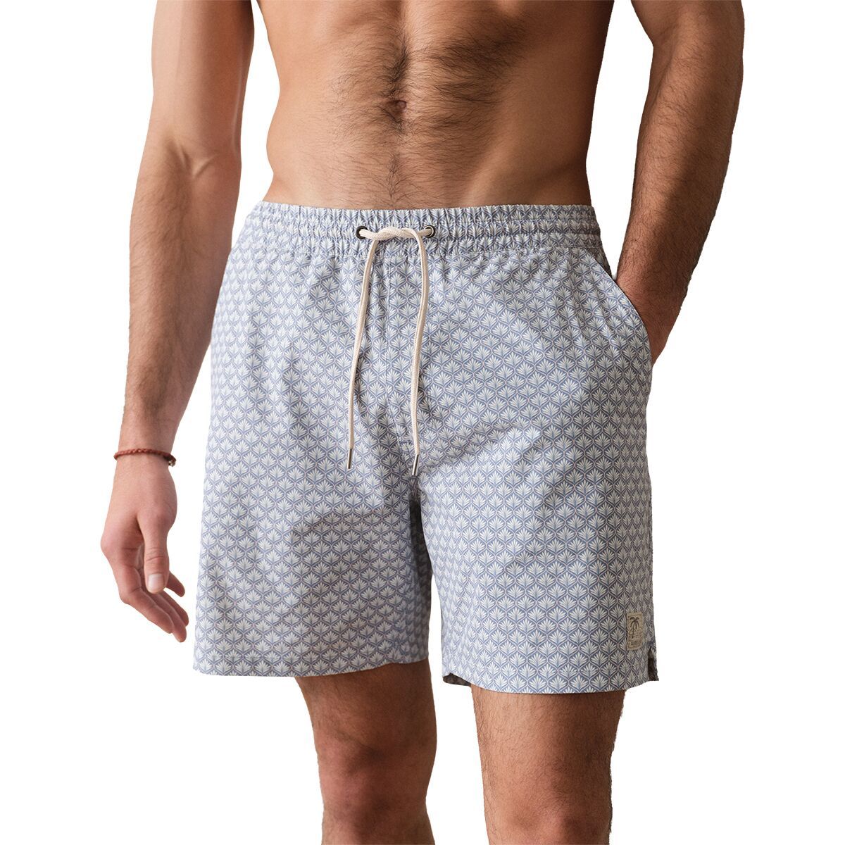 Image of Marine Layer Stretch 6in Swim Trunk - Men's Light Blue Agave Print, XL