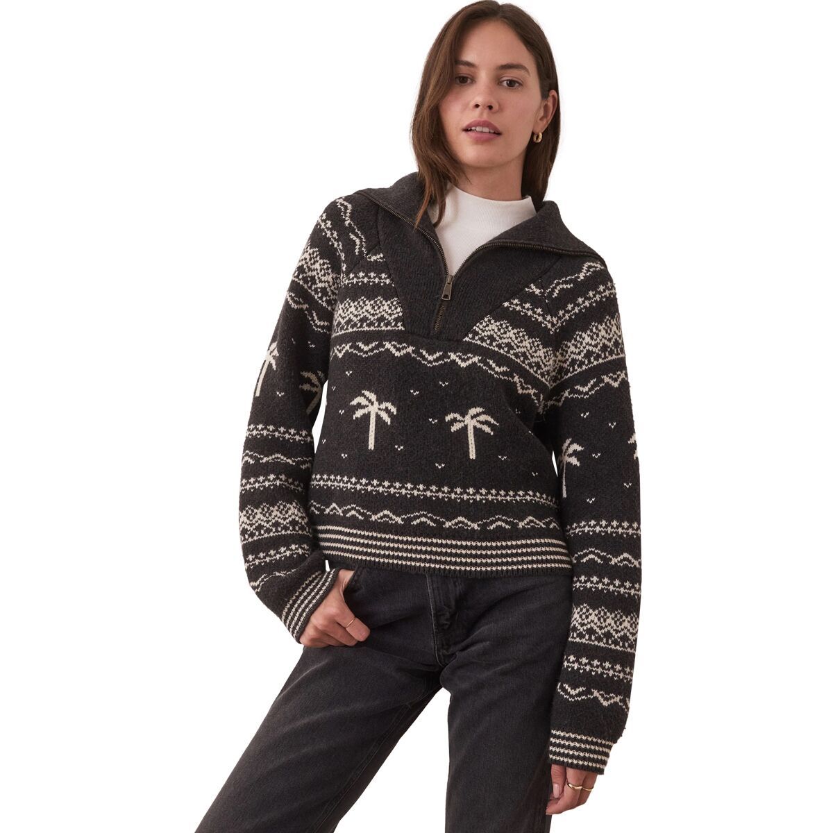 Image of Marine Layer Archive Whitney 1/4-Zip Pullover - Women's Washed Black, S