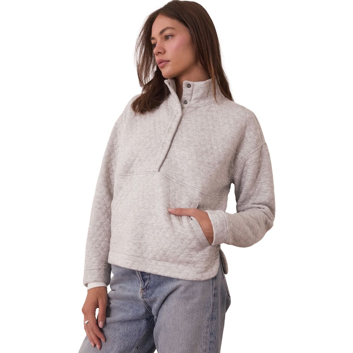 Image of Marine Layer Corbet Funnel Neck Pullover - Women's Light Heather Grey, L