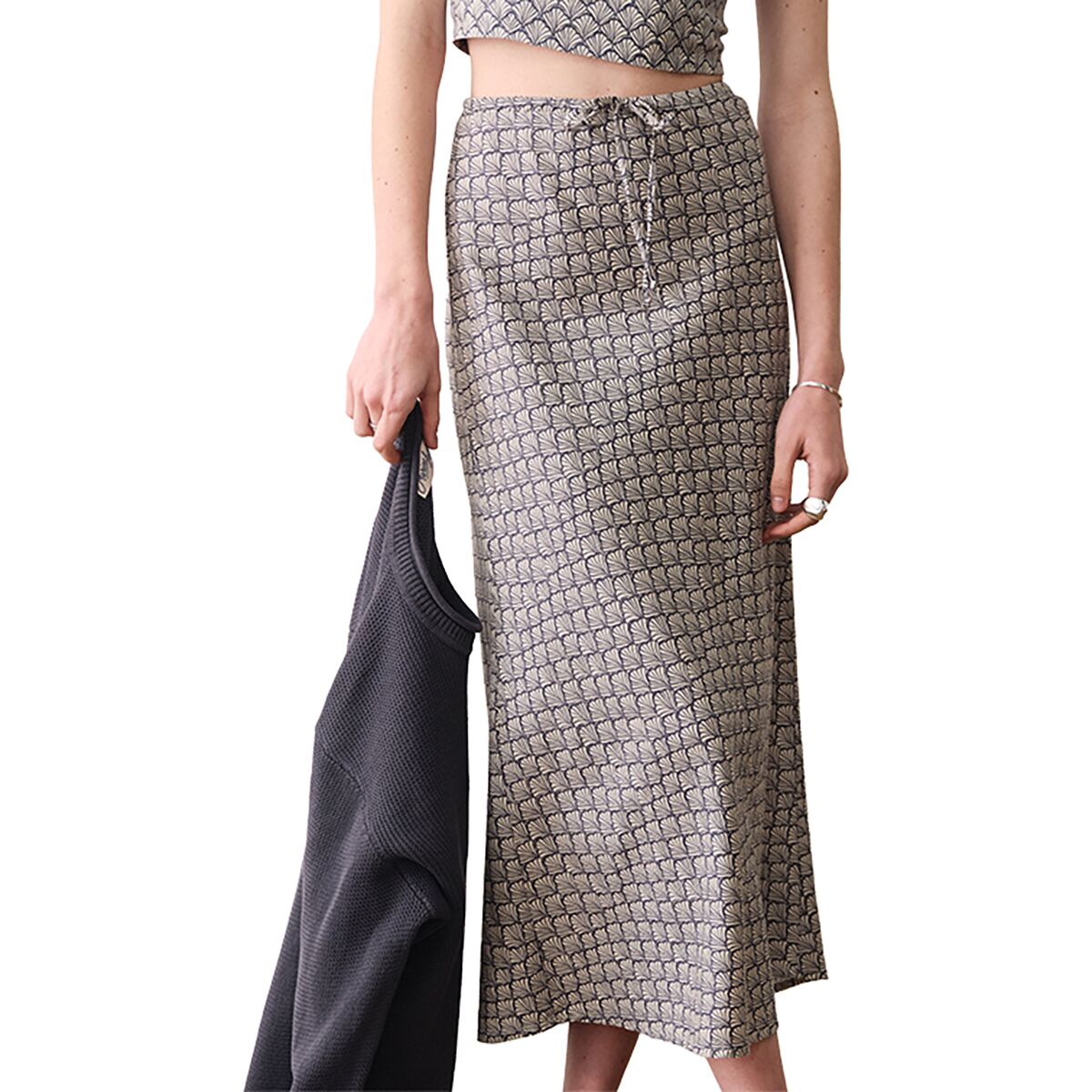 Image of Marine Layer Avery Hemp Midi Skirt - Women's Navy Seashell, XL