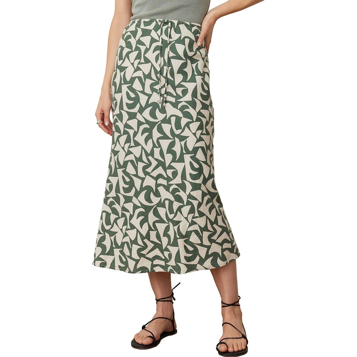 Image of Marine Layer Avery Hemp Midi Skirt - Women's Pine Geo, XL
