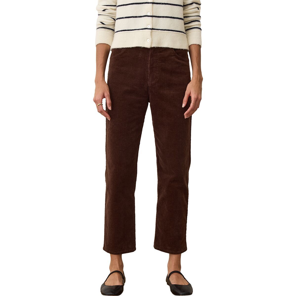 Image of Marine Layer Charlie Corduroy Straight Leg Pant - Women's Dark Chocolate, 6