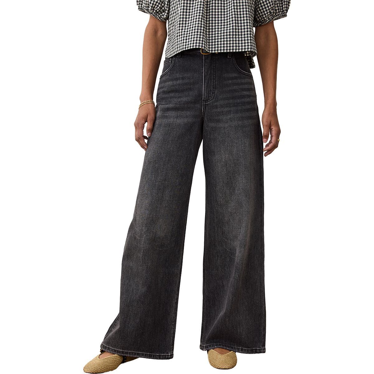 Image of Marine Layer Charlie Denim Wide Leg Pant - Women's Washed Black, 8/Reg