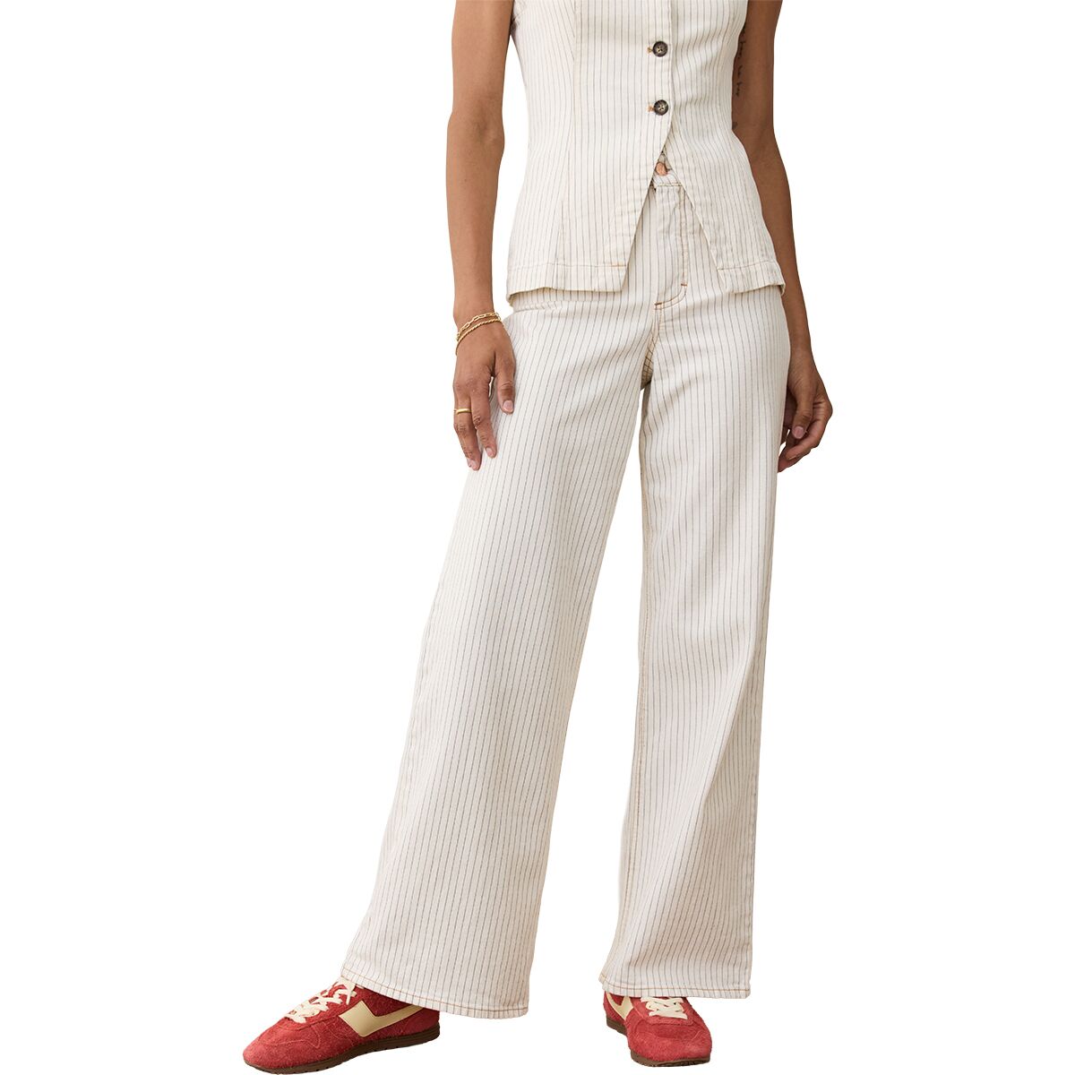 Image of Marine Layer Charlie Stripe Wide Leg Pant - Women's Ticking Stripe, 10