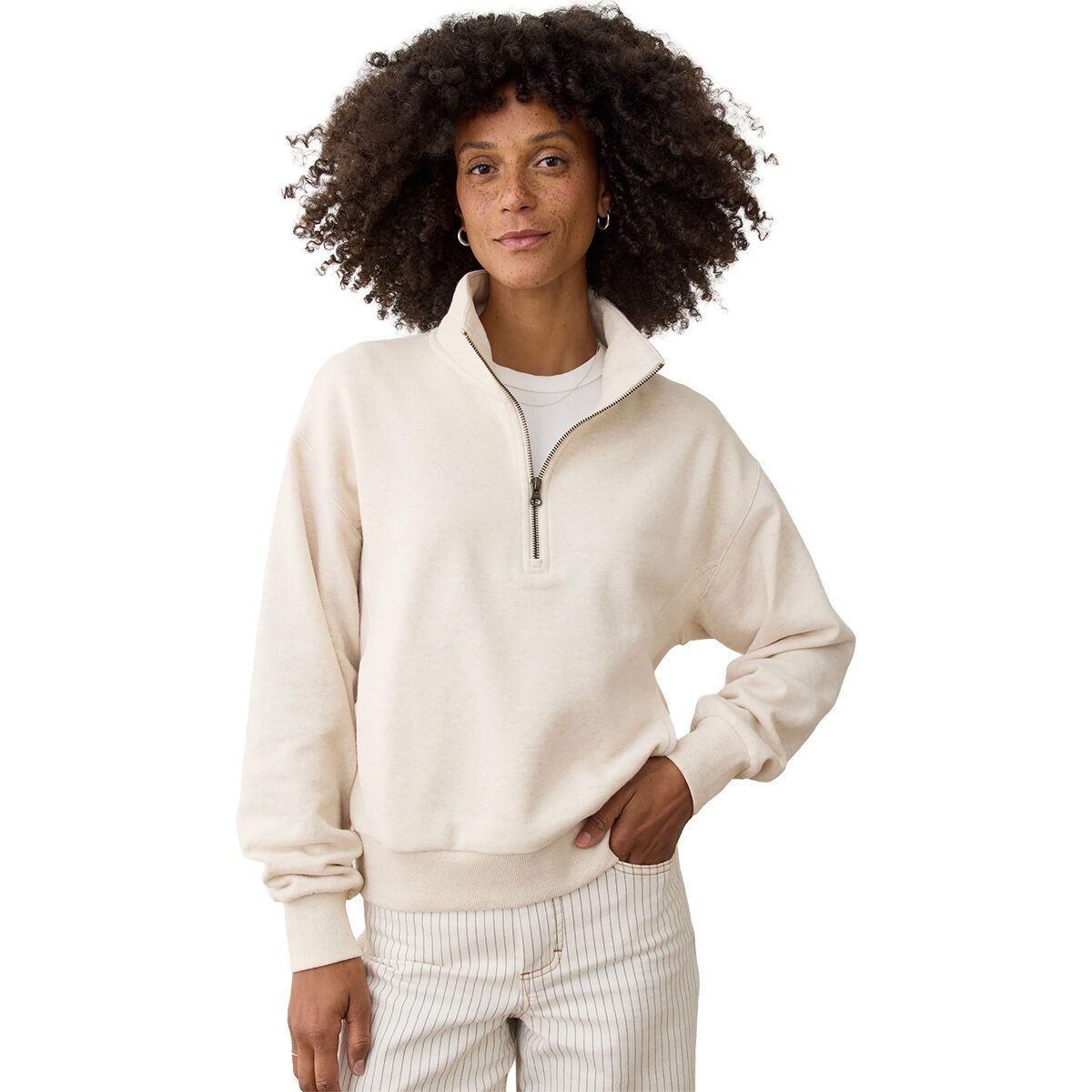 Image of Marine Layer Cloud 9 Half Zip Sweatshirt - Women's Oatmeal Heather, XL