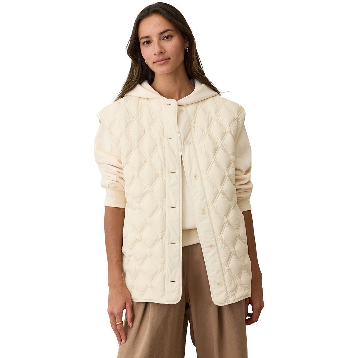 Image of Marine Layer Cool Girl Nylon Vest - Women's Antique White, XL