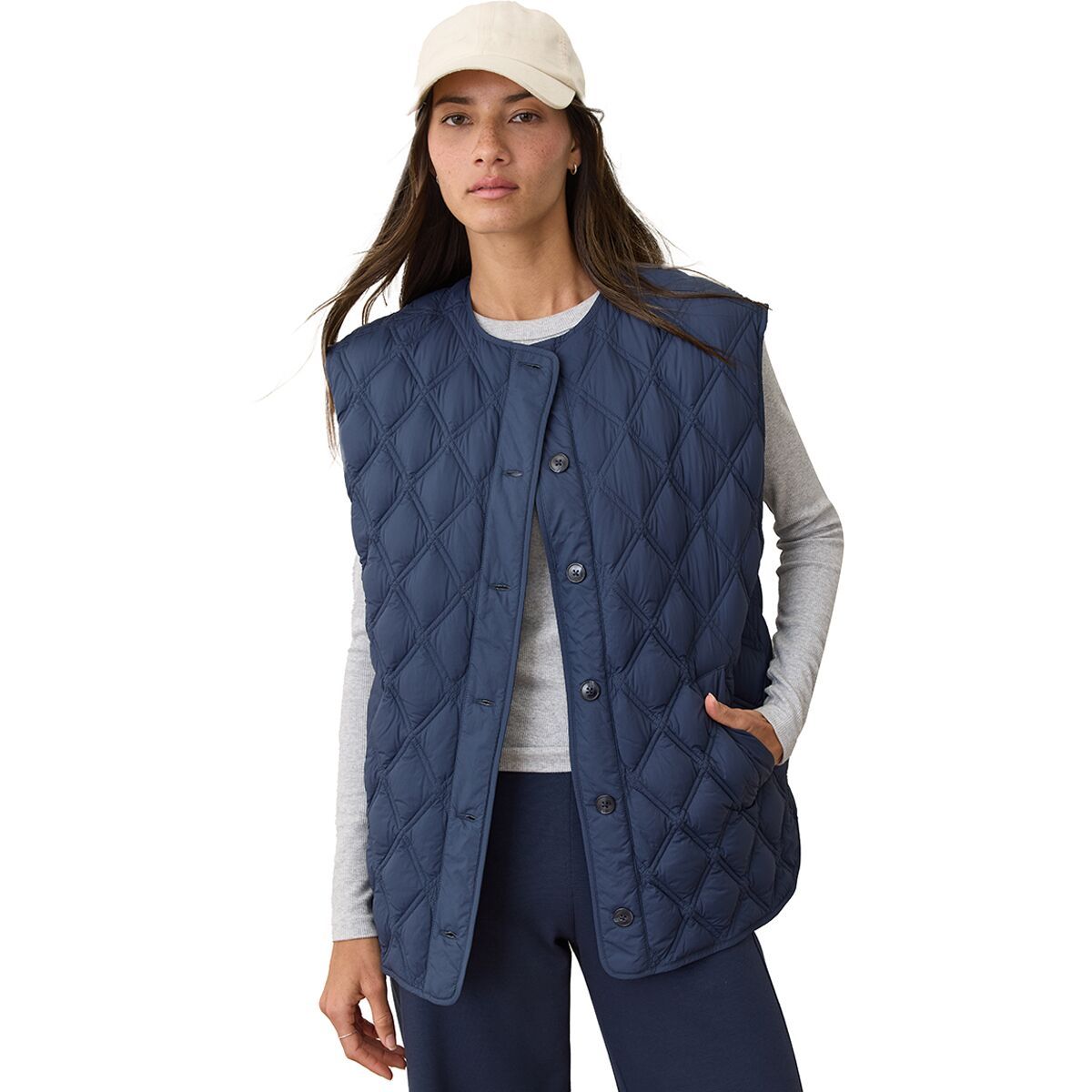 Image of Marine Layer Cool Girl Nylon Vest - Women's Navy, L