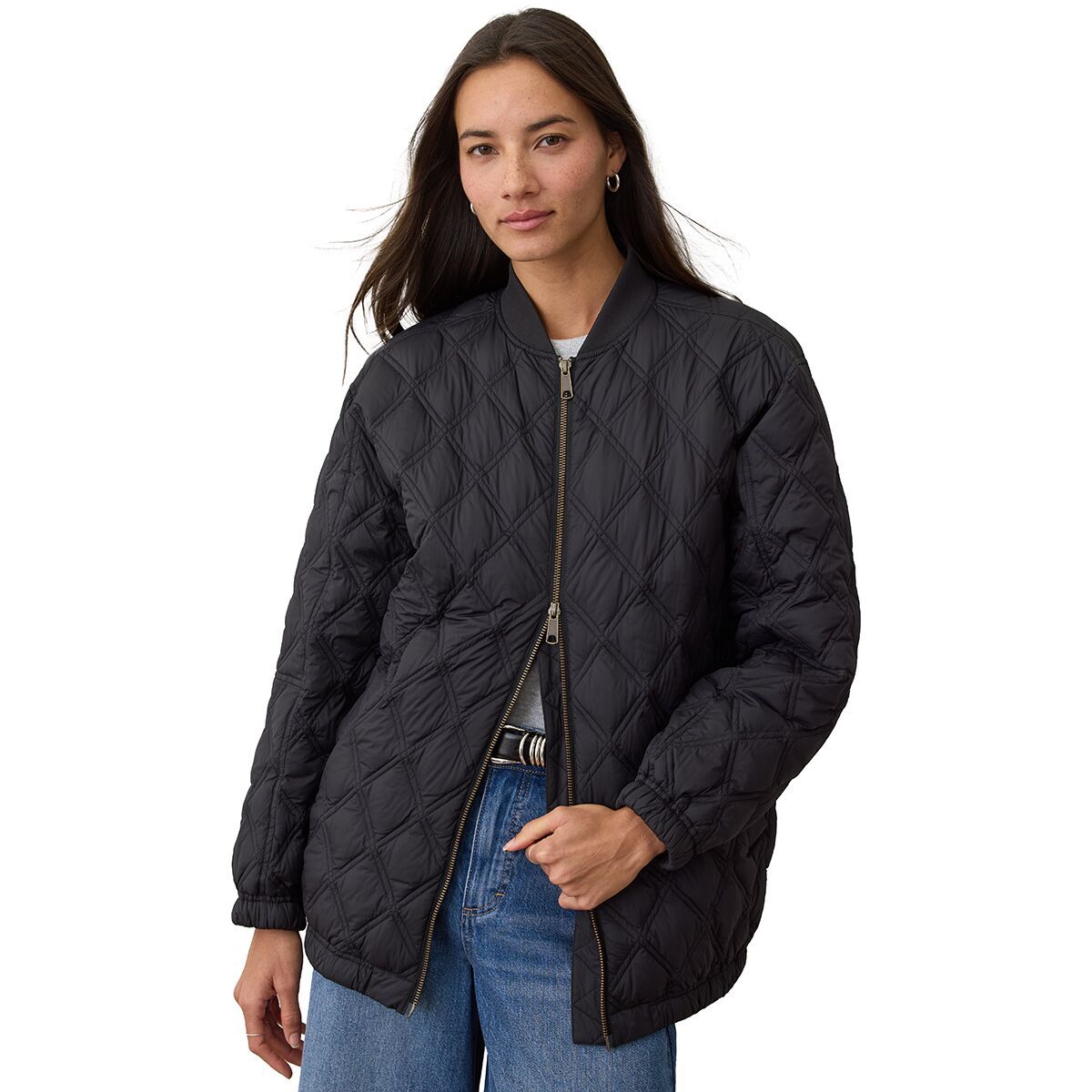 Image of Marine Layer Longline Nylon Bomber - Women's Black, L
