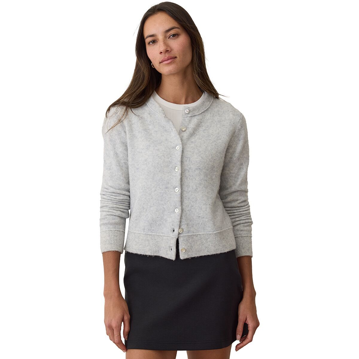 Image of Marine Layer Mid Gauge Solid Cardigan - Women's Light Heather Grey, XL