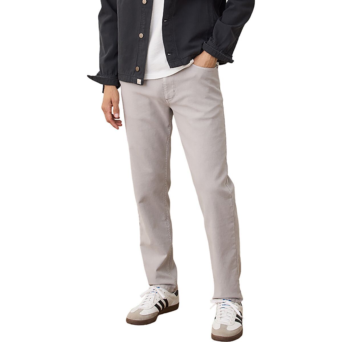 Image of Marine Layer 5 Pocket Stretch Terry Pant - Slim Straight - Men's Light Grey, 30x32