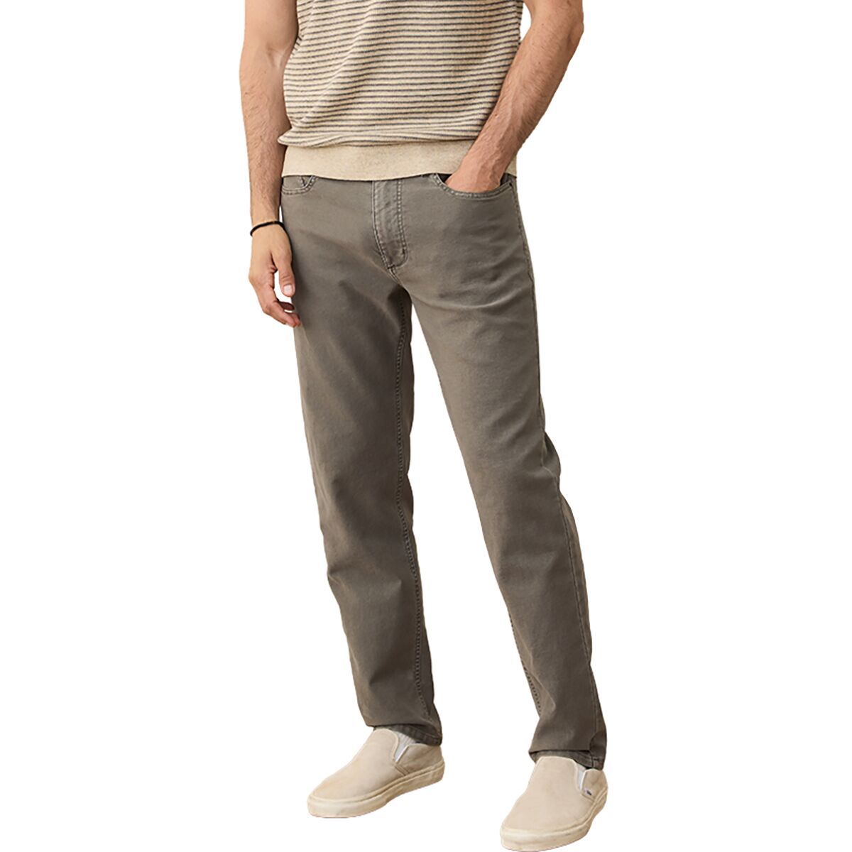 Image of Marine Layer 5 Pocket Stretch Terry Pant - Slim Straight - Men's Olive, 38x32