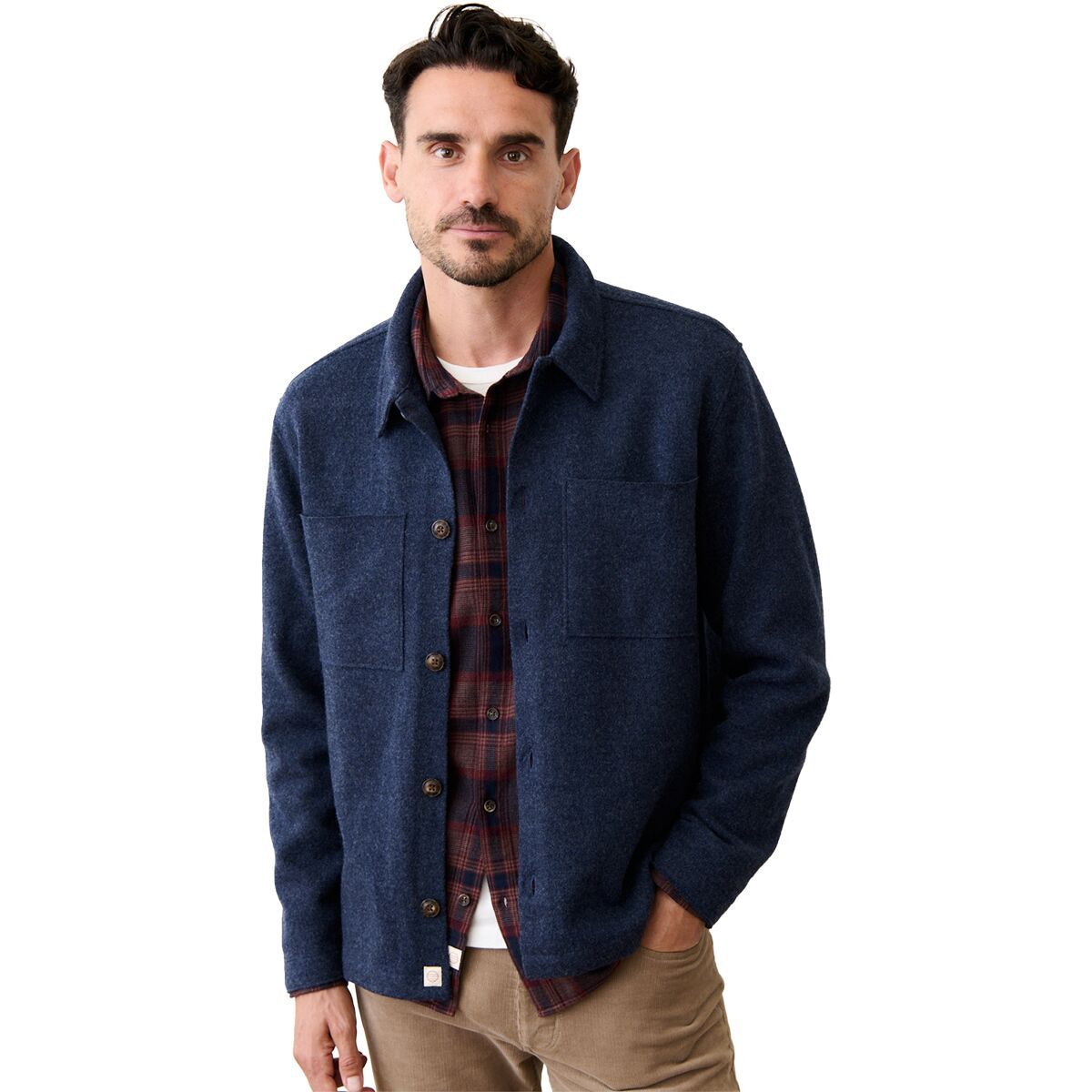 Image of Marine Layer Boiled Wool Overshirt - Men's Navy, M